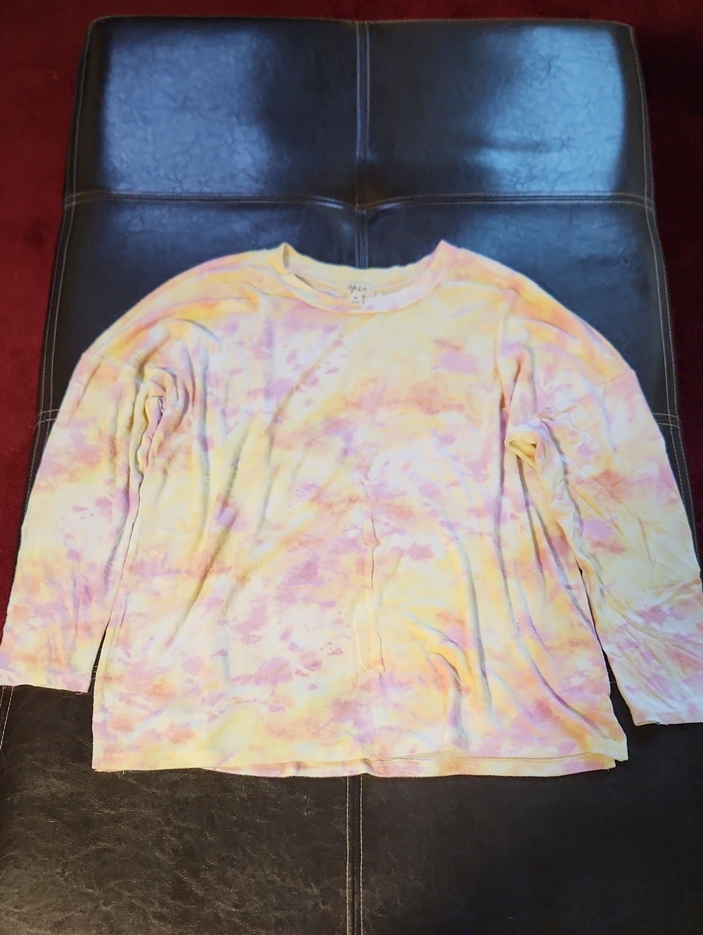 Style & Co. Pastel Tie-Dye Long Sleeve Tee in Yellow & Pink